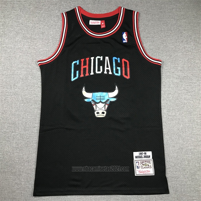 Camiseta Chicago Bulls Michael Jordan #23 Mitchell & Ness 1997-98 Negro2